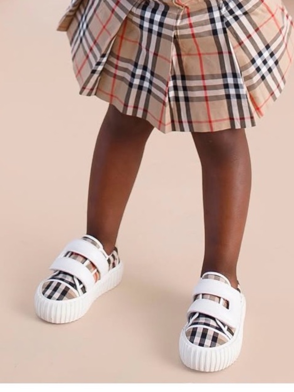 Beige Plaid Pleated Skirt Set - Classic Check burberry kids shoes